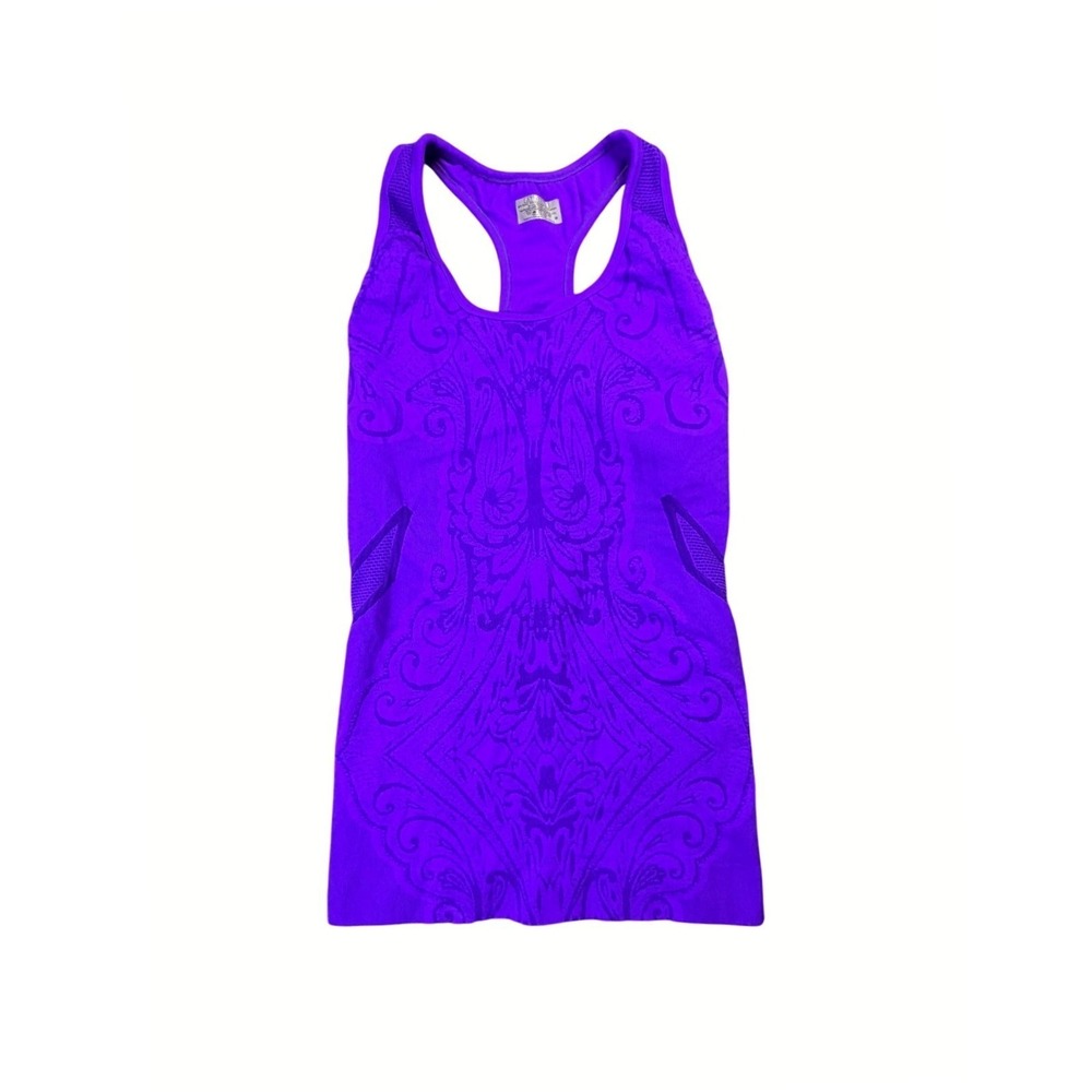 Athleta Womens Purple Jacquard Mandala Racerback Performance Stretch Tank Top M